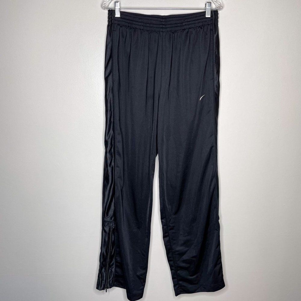 Nike Vintage 90s‎ Track Pants Black Drawstring Polyester Zipper Flare Mens XL